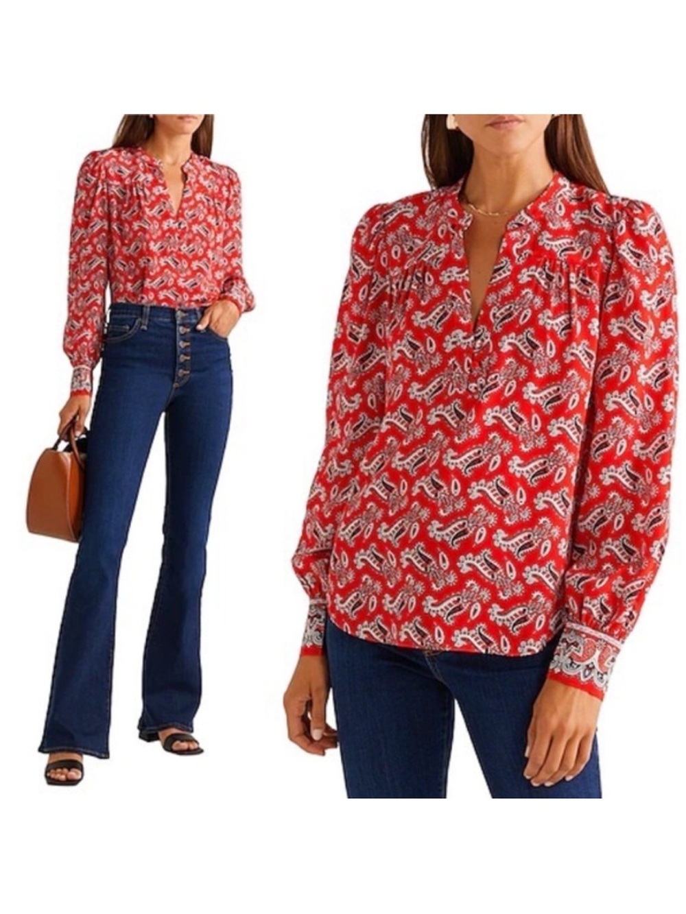 Veronica Beard Paisley Silk Blouse size 00